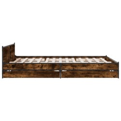 Cadre de lit avec tiroirs sans matelas chêne fumé 120x200 cm 