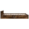 Cadre de lit avec tiroirs sans matelas chêne fumé 120x200 cm 