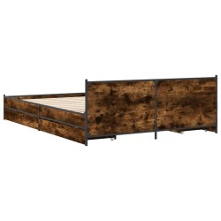 Cadre de lit avec tiroirs sans matelas chêne fumé 120x200 cm 