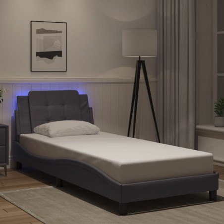 Cadre de lit avec LED sans matelas gris 90x190 cm 