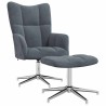Chaise de relaxation avec tabouret Gris foncé Velours 