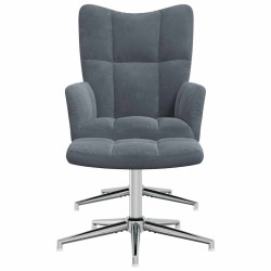 Chaise de relaxation avec tabouret Gris foncé Velours 