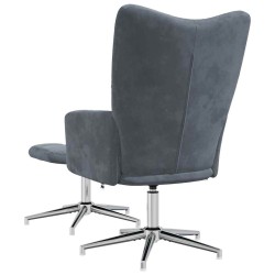 Chaise de relaxation avec tabouret Gris foncé Velours 