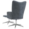 Chaise de relaxation avec tabouret Gris foncé Velours 