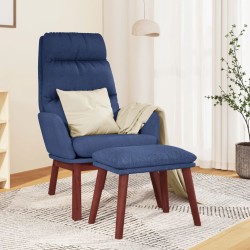Chaise de relaxation avec tabouret Bleu Tissu 