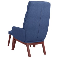 Chaise de relaxation avec tabouret Bleu Tissu 
