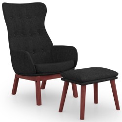 Chaise de relaxation avec repose-pied Noir Tissu 