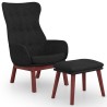 Chaise de relaxation avec repose-pied Noir Tissu 