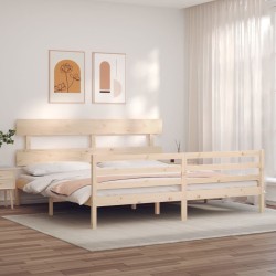 Cadre de lit sans matelas bois massif 