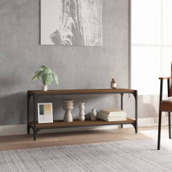 Meuble TV Chêne marron 100x33x41 cm Bois d'ingénierie et acier 