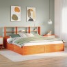 Cadre de lit sans matelas cire marron 200x200cm bois pin massif 