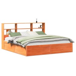 Cadre de lit sans matelas cire marron 200x200cm bois pin massif 