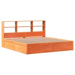 Cadre de lit sans matelas cire marron 200x200cm bois pin massif 
