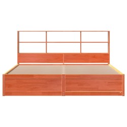 Cadre de lit sans matelas cire marron 200x200cm bois pin massif 