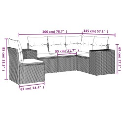 Salon de jardin avec coussins 5 pcs marron résine tressée 
