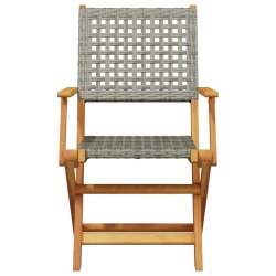 Ensemble à manger de jardin 5 pcs résine tressée et bois massif 