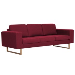 Canapé à 3 places tissu rouge bordeaux 
