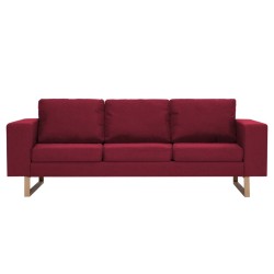 Canapé à 3 places tissu rouge bordeaux 