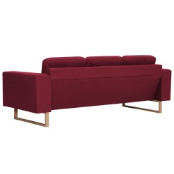 Canapé à 3 places tissu rouge bordeaux 