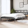 Cadre de lit sans matelas gris bois massif 