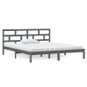 Cadre de lit sans matelas gris bois massif 