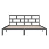 Cadre de lit sans matelas gris bois massif 