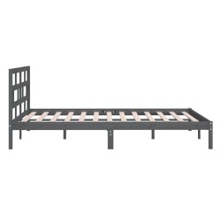 Cadre de lit sans matelas gris bois massif 