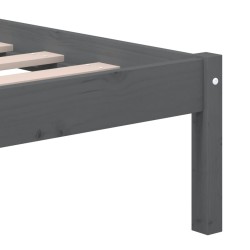 Cadre de lit sans matelas gris bois massif 