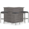 Ensemble de bar de jardin 4 pcs et coussins Résine tressée Gris 
