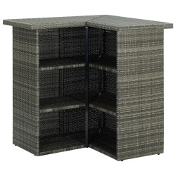 Ensemble de bar de jardin 4 pcs et coussins Résine tressée Gris 