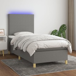 Sommier à lattes de lit avec matelas et LED Gris foncé 80x200cm 