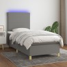 Sommier à lattes de lit avec matelas et LED Gris foncé 80x200cm 