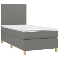 Sommier à lattes de lit avec matelas et LED Gris foncé 80x200cm 