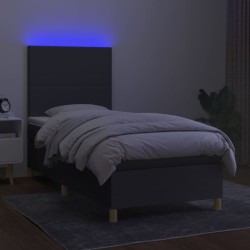 Sommier à lattes de lit avec matelas et LED Gris foncé 80x200cm 