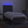 Sommier à lattes de lit avec matelas et LED Gris foncé 80x200cm 