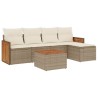 Salon de jardin avec coussins 6 pcs beige résine tressée 