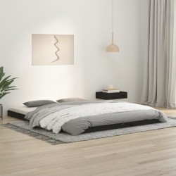 Cadre de lit sans matelas noir 160x200 cm bois massif de pin 