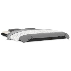 Cadre de lit sans matelas noir 160x200 cm bois massif de pin 