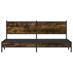 Cadre de lit en métal sans matelas chêne fumé 200x200 cm 