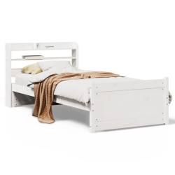 Cadre de lit avec tête de lit sans matelas blanc 75x190 cm 