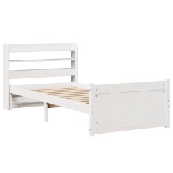 Cadre de lit avec tête de lit sans matelas blanc 75x190 cm 