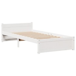 Cadre de lit avec tête de lit sans matelas blanc 75x190 cm 