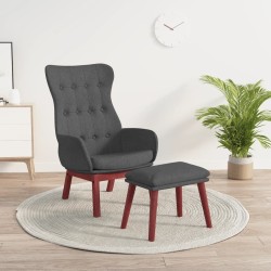 Chaise de relaxation avec repose-pied Gris foncé Tissu 