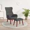 Chaise de relaxation avec repose-pied Gris foncé Tissu 