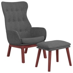 Chaise de relaxation avec repose-pied Gris foncé Tissu 