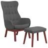 Chaise de relaxation avec repose-pied Gris foncé Tissu 