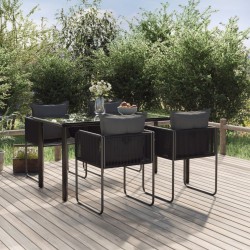 Ensemble à manger de jardin 5 pcs Noir  