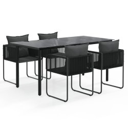 Ensemble à manger de jardin 5 pcs Noir  