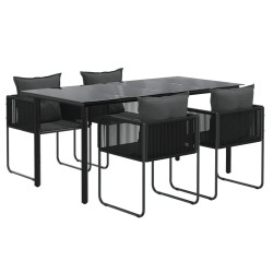 Ensemble à manger de jardin 5 pcs Noir  
