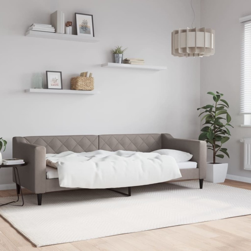 Lit de repos sans matelas taupe 80x200 cm tissu 